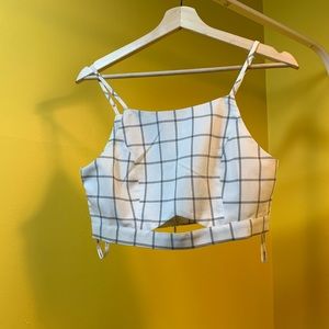 Plaid Short White Top Female